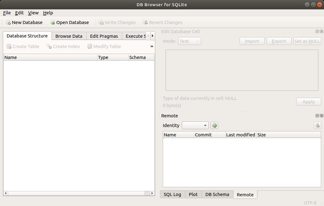 SQLite Browser abierto