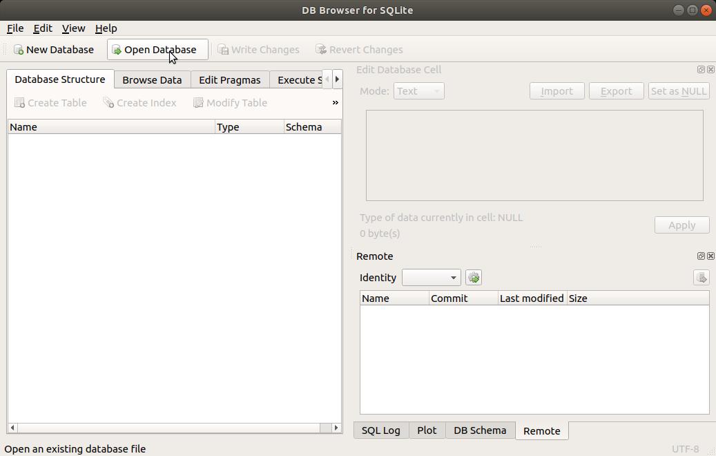 SQLite Browser Open Database