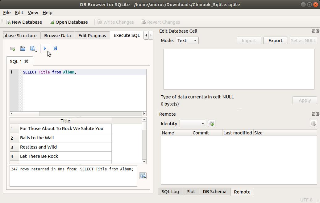 SQLite Browser ver resultados