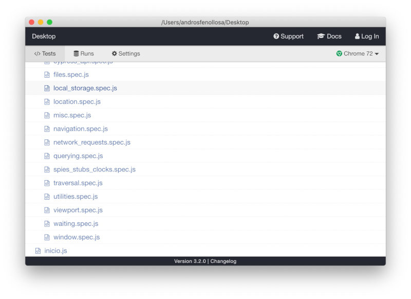 cypress con nuestro archivo