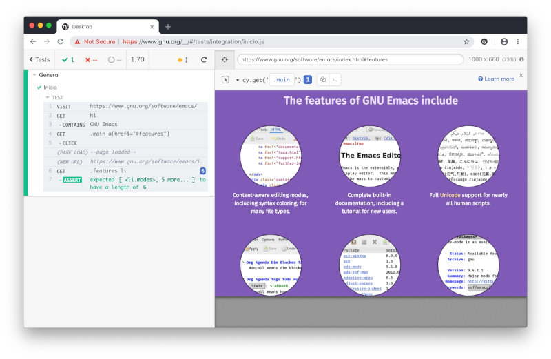 cypress ejecutandose